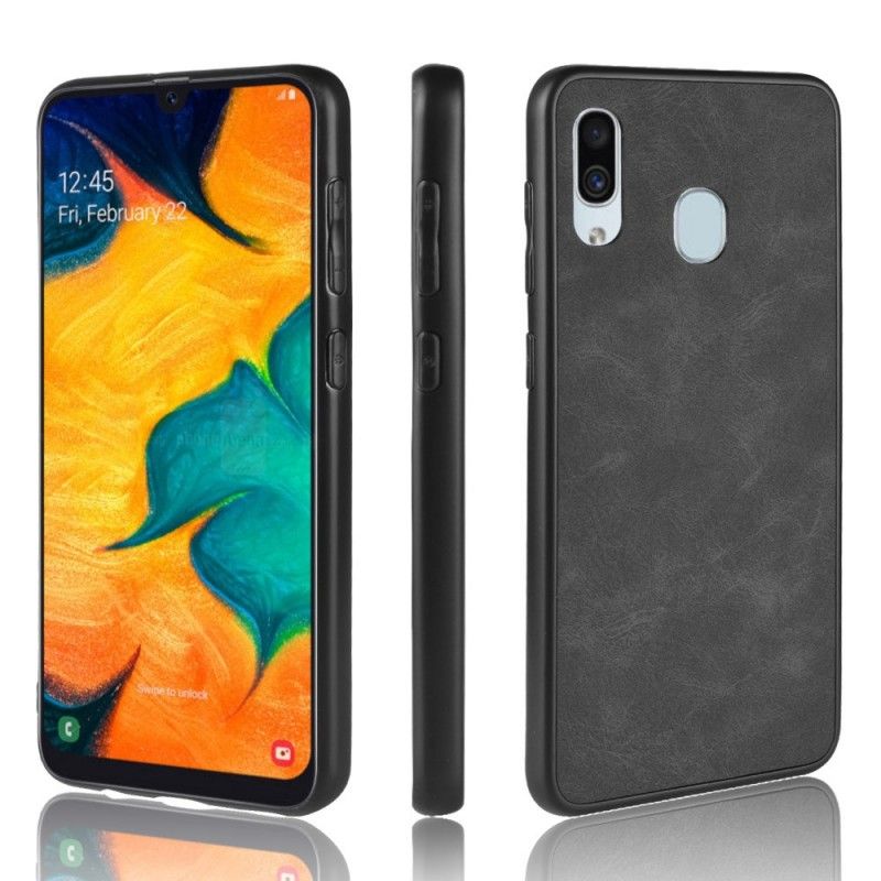 Deksel Samsung Galaxy A40 Svart Skinneffekt I Vintage Utseende