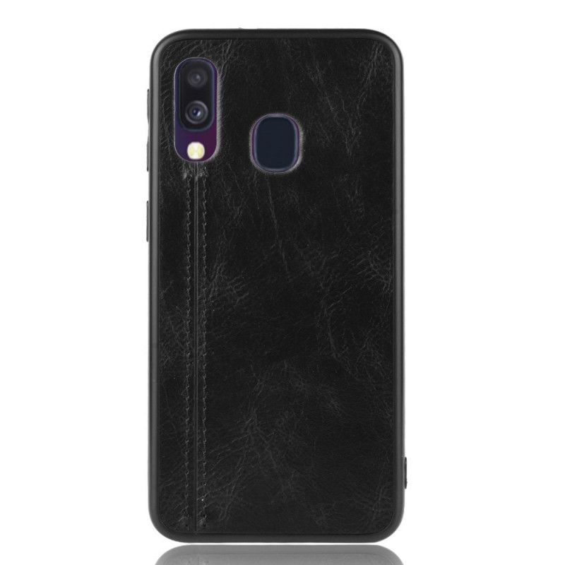 Deksel Samsung Galaxy A40 Svart Sydd Skinneffekt