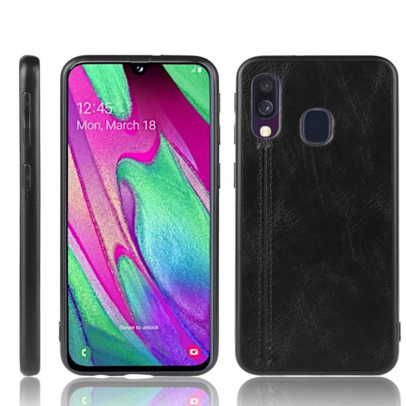 Deksel Samsung Galaxy A40 Svart Sydd Skinneffekt