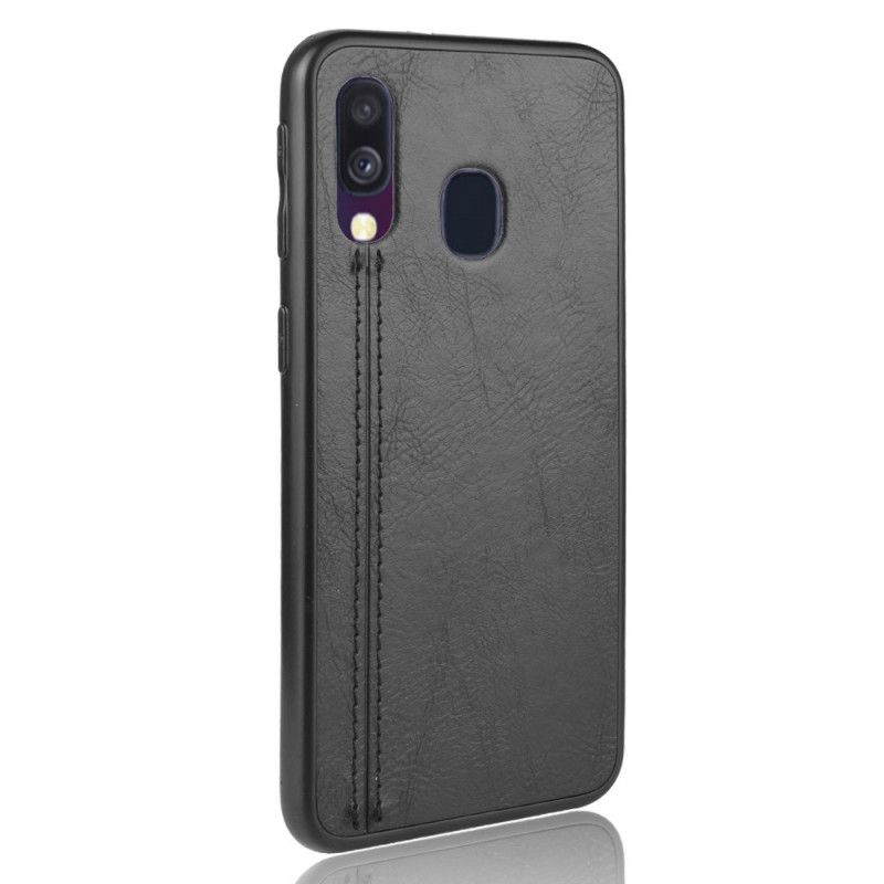 Deksel Samsung Galaxy A40 Svart Sydd Skinneffekt