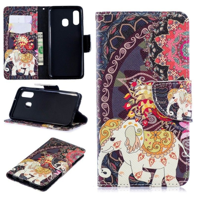 Folio Deksel for Samsung Galaxy A40 Etnisk Elefantmandala