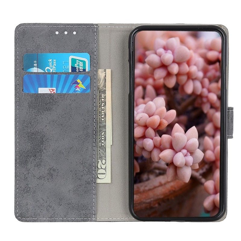 Folio Deksel for Samsung Galaxy A40 Grå Vintage Skinneffekt