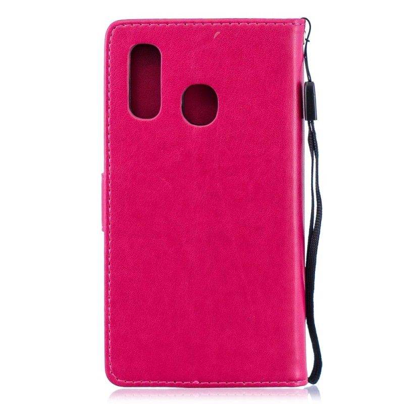 Folio Deksel for Samsung Galaxy A40 Magenta Virvlende Sommerfugler