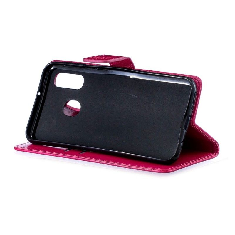 Folio Deksel for Samsung Galaxy A40 Magenta Virvlende Sommerfugler