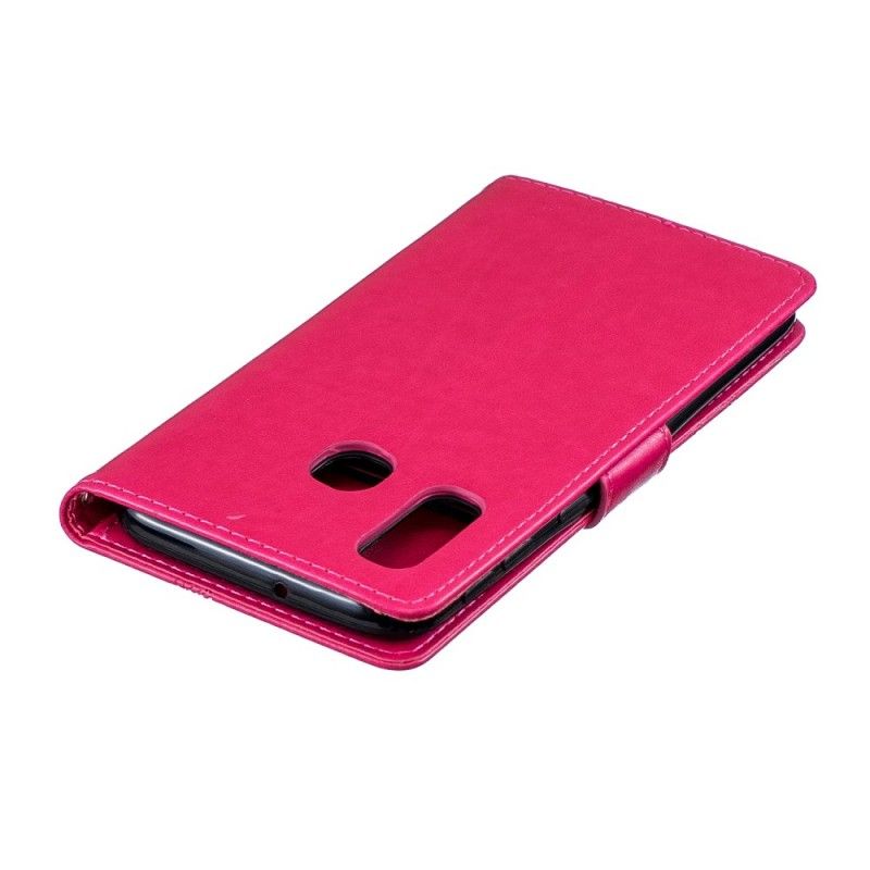 Folio Deksel for Samsung Galaxy A40 Magenta Virvlende Sommerfugler