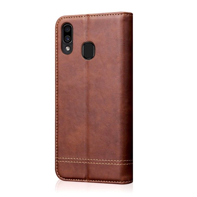 Folio Deksel for Samsung Galaxy A40 Rød Sydd Skinneffekt