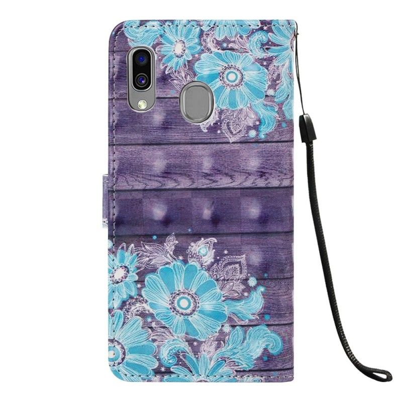 Folio Deksel Samsung Galaxy A40 Blå Blomster Beskyttelse