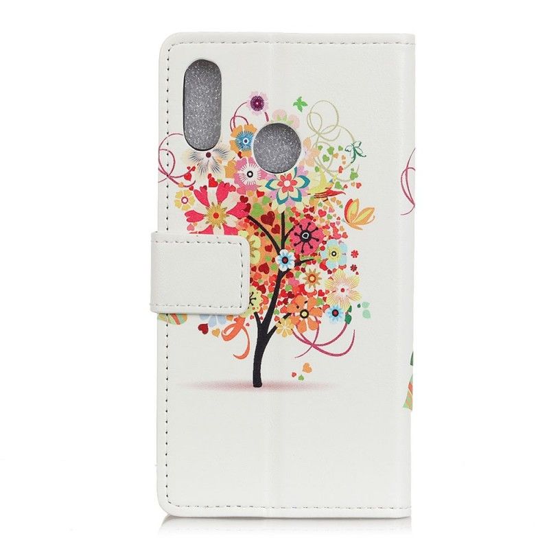 Folio Deksel Samsung Galaxy A40 Oransje Blomstrende Tre