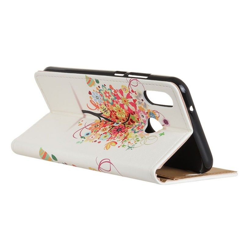 Folio Deksel Samsung Galaxy A40 Oransje Blomstrende Tre