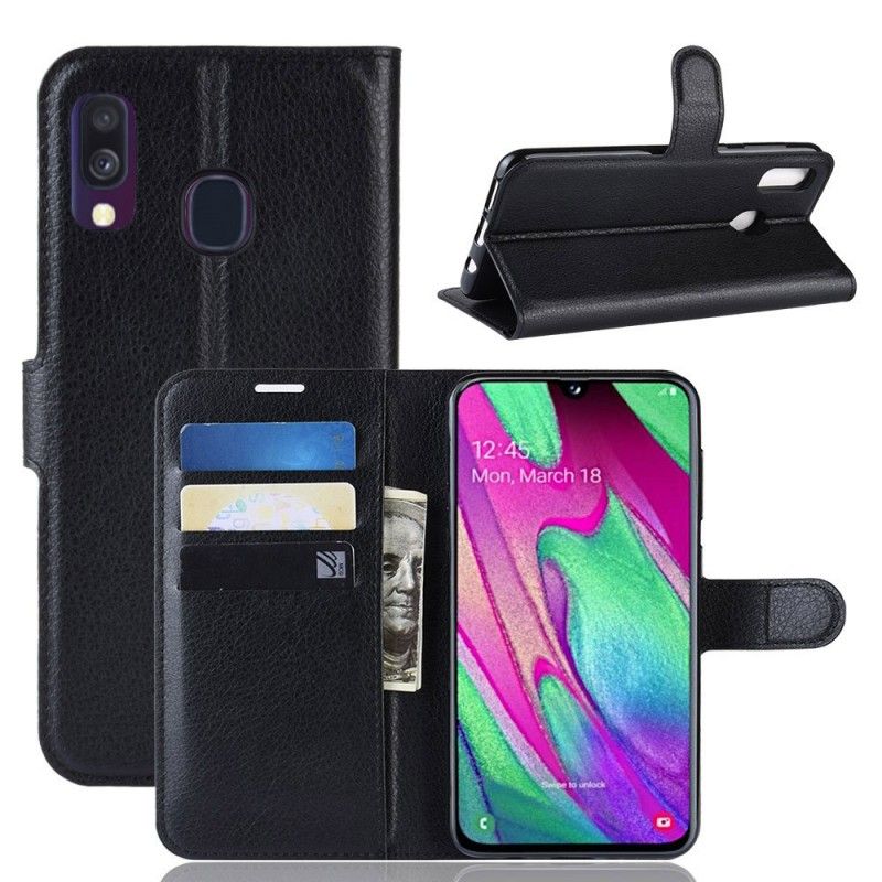 Folio Deksel Samsung Galaxy A40 Svart Klassisk