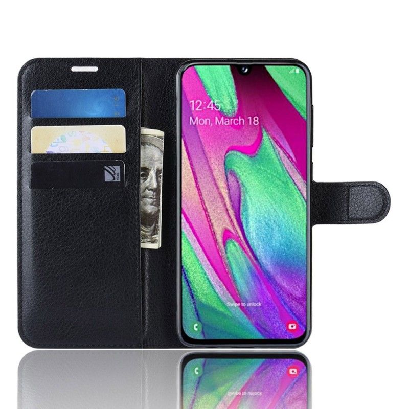 Folio Deksel Samsung Galaxy A40 Svart Klassisk