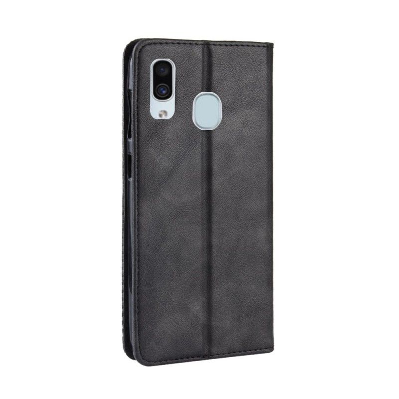 Folio Deksel Samsung Galaxy A40 Svart Stilisert Vintage Skinneffekt