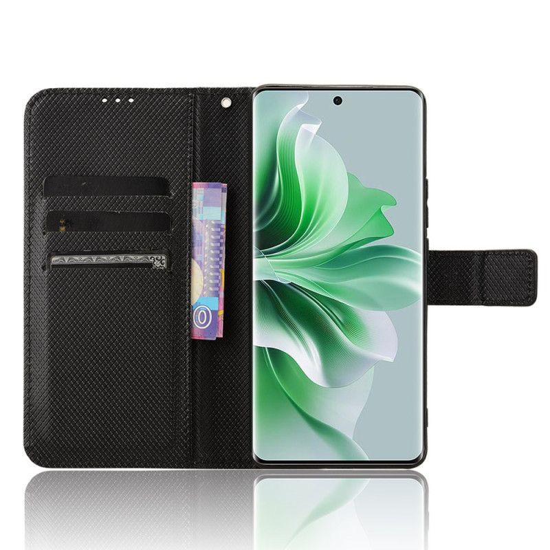 Folio Deksel Oppo Reno 11 5g Diamond Texture Strap Beskyttelse Deksel