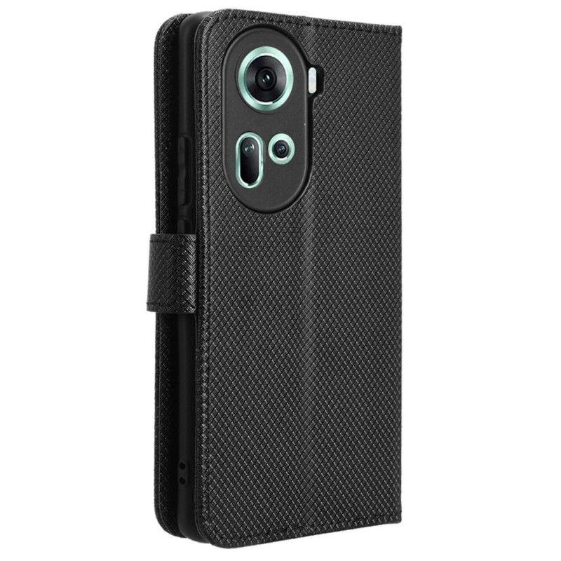 Folio Deksel Oppo Reno 11 5g Diamond Texture Strap Beskyttelse Deksel