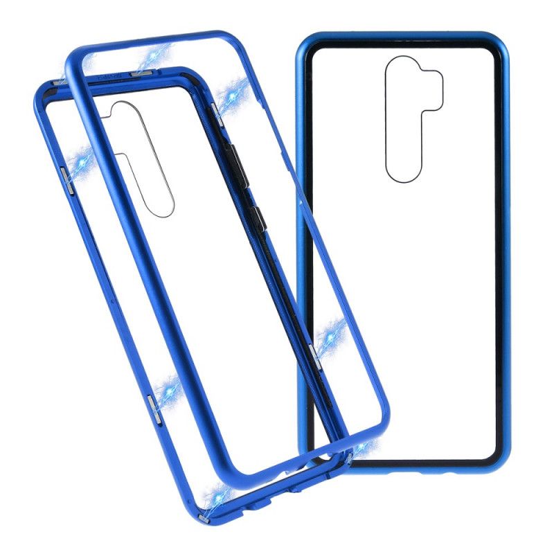 Deksel for Xiaomi Redmi Note 8 Pro Svart Metallkanter Og Herdet Glass