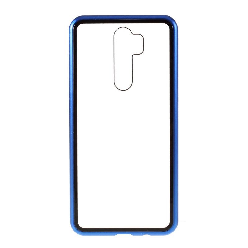 Deksel for Xiaomi Redmi Note 8 Pro Svart Metallkanter Og Herdet Glass