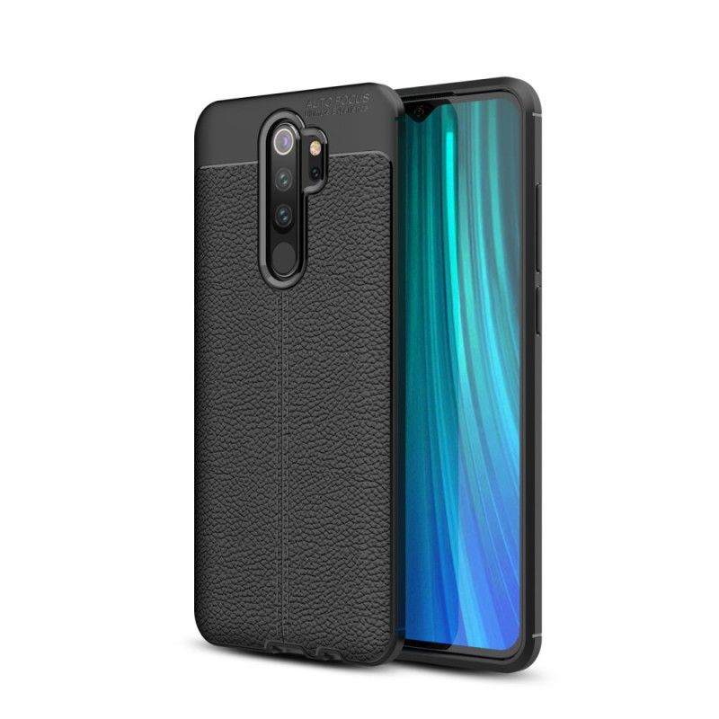 Deksel Xiaomi Redmi Note 8 Pro Svart Dobbeltlinjet Litchi-Effekt Anti-fall