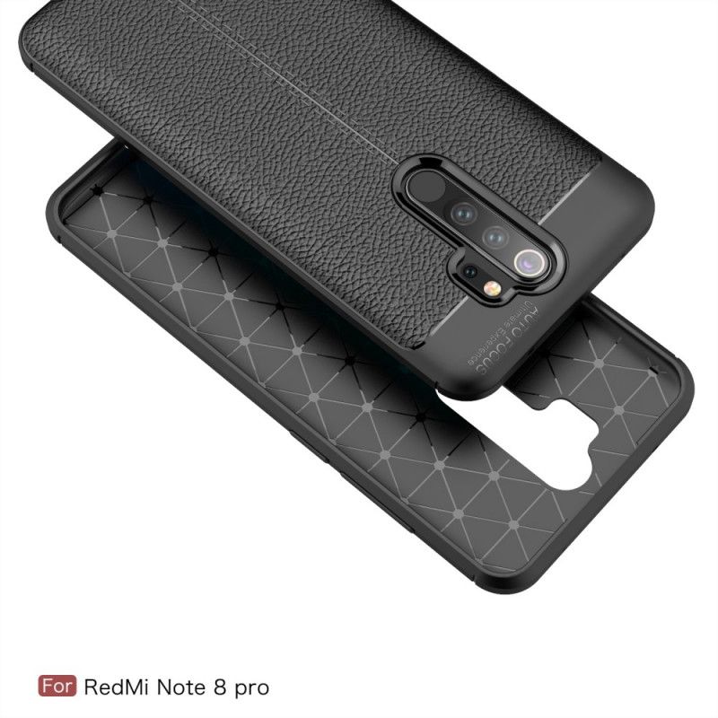 Deksel Xiaomi Redmi Note 8 Pro Svart Dobbeltlinjet Litchi-Effekt Anti-fall