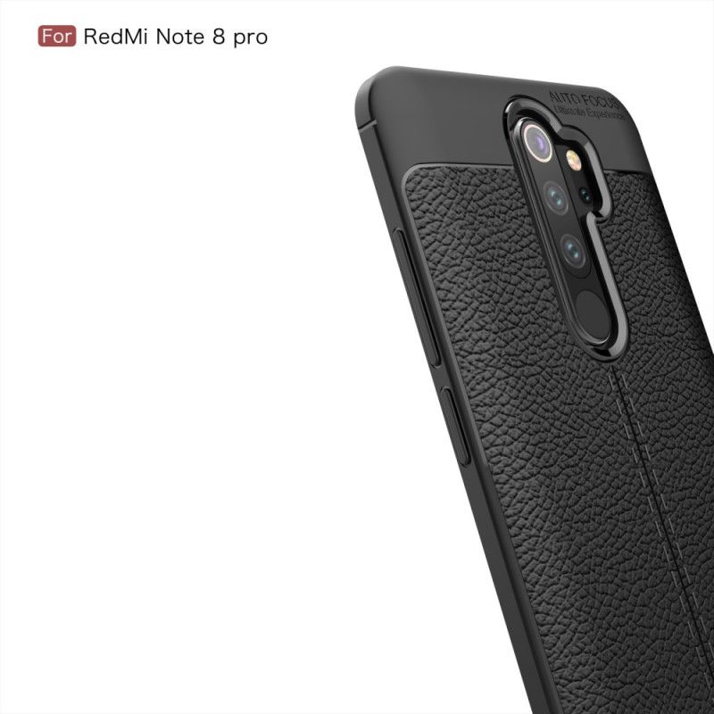 Deksel Xiaomi Redmi Note 8 Pro Svart Dobbeltlinjet Litchi-Effekt Anti-fall