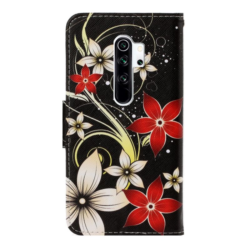 Folio Deksel Xiaomi Redmi Note 8 Pro Fargerike Blomster Med Stropp