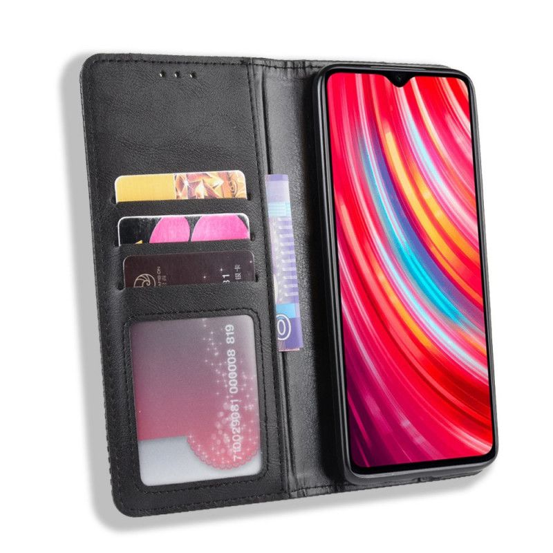 Folio Deksel Xiaomi Redmi Note 8 Pro Svart Stilisert Vintage-Skinneffekt Anti-fall