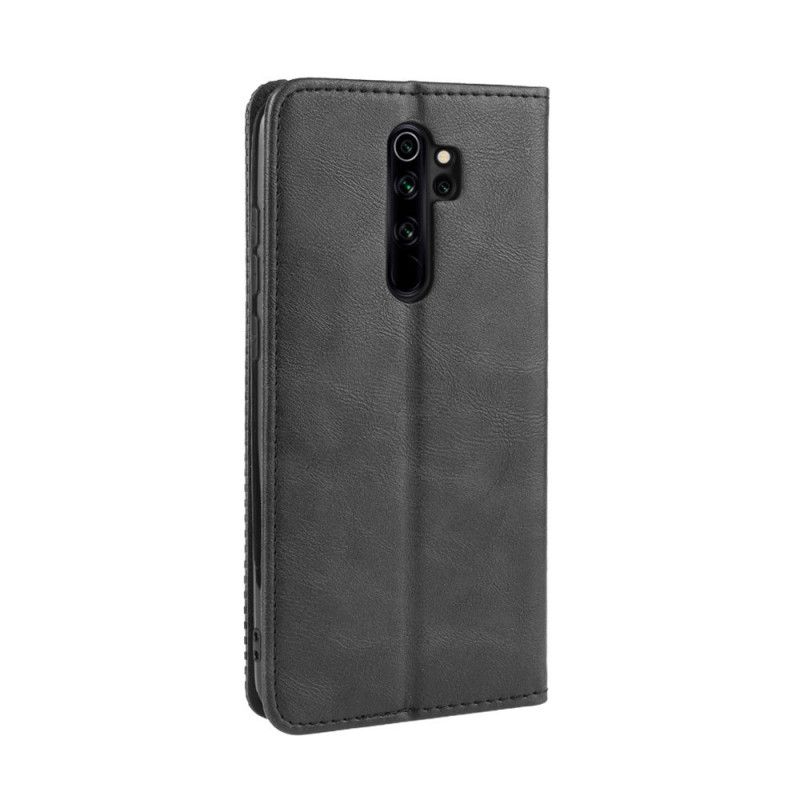 Folio Deksel Xiaomi Redmi Note 8 Pro Svart Stilisert Vintage-Skinneffekt Anti-fall