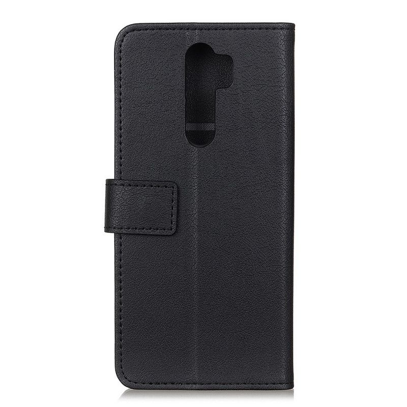 Lærdeksel Folio Deksel Xiaomi Redmi Note 8 Pro Svart Enkel Skinnende Skinneffekt