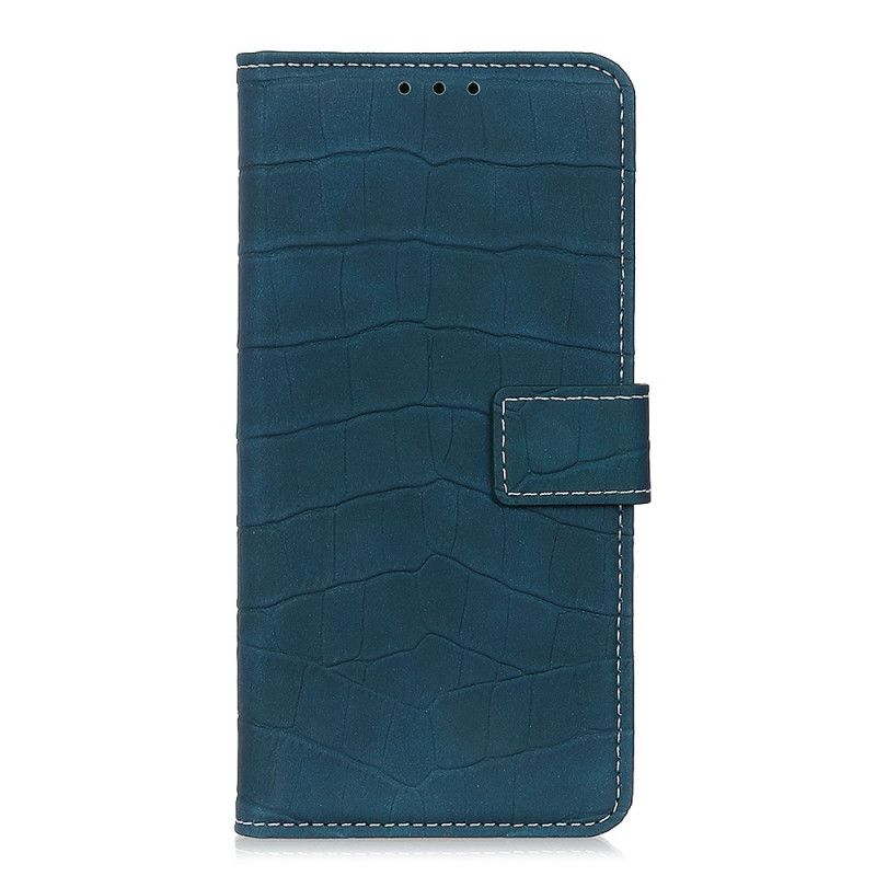 Lærdeksel Folio Deksel Xiaomi Redmi Note 8 Pro Svart Mobildeksel Vintage Krokodillehudstil