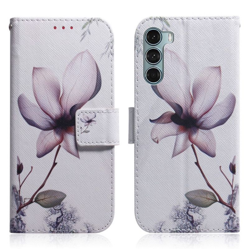 Folio Deksel Moto G200 5g Gammel Rosa Blomst Beskyttelse Deksel