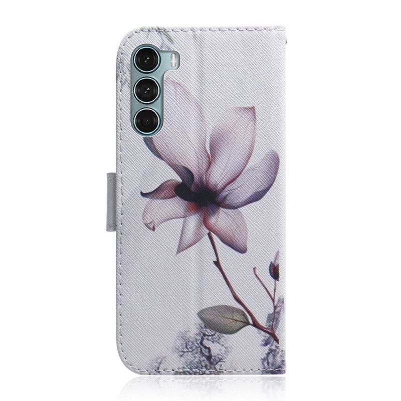 Folio Deksel Moto G200 5g Gammel Rosa Blomst Beskyttelse Deksel