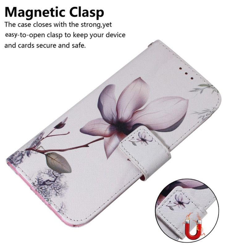 Folio Deksel Moto G200 5g Gammel Rosa Blomst Beskyttelse Deksel