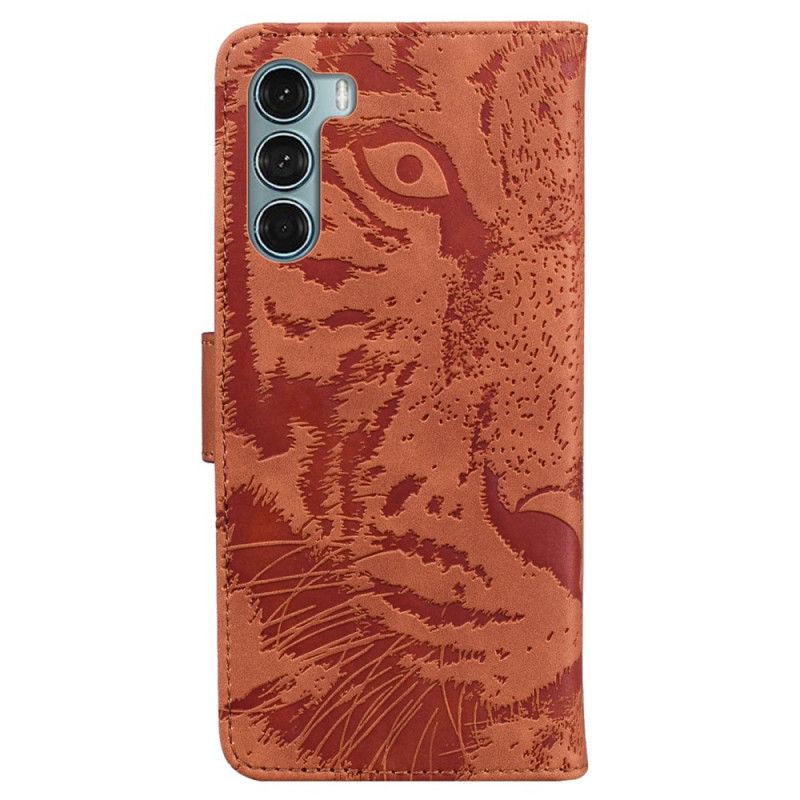 Folio Deksel Moto G200 5g Tiger Face Print