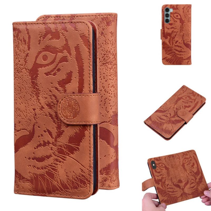 Folio Deksel Moto G200 5g Tiger Face Print