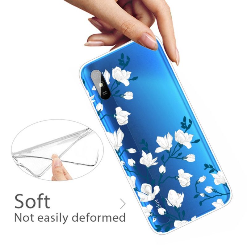 Deksel for Xiaomi Redmi 9A Hvite Blomster