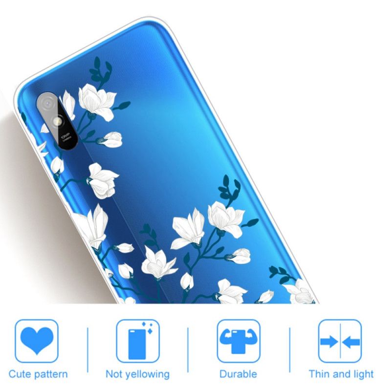 Deksel for Xiaomi Redmi 9A Hvite Blomster