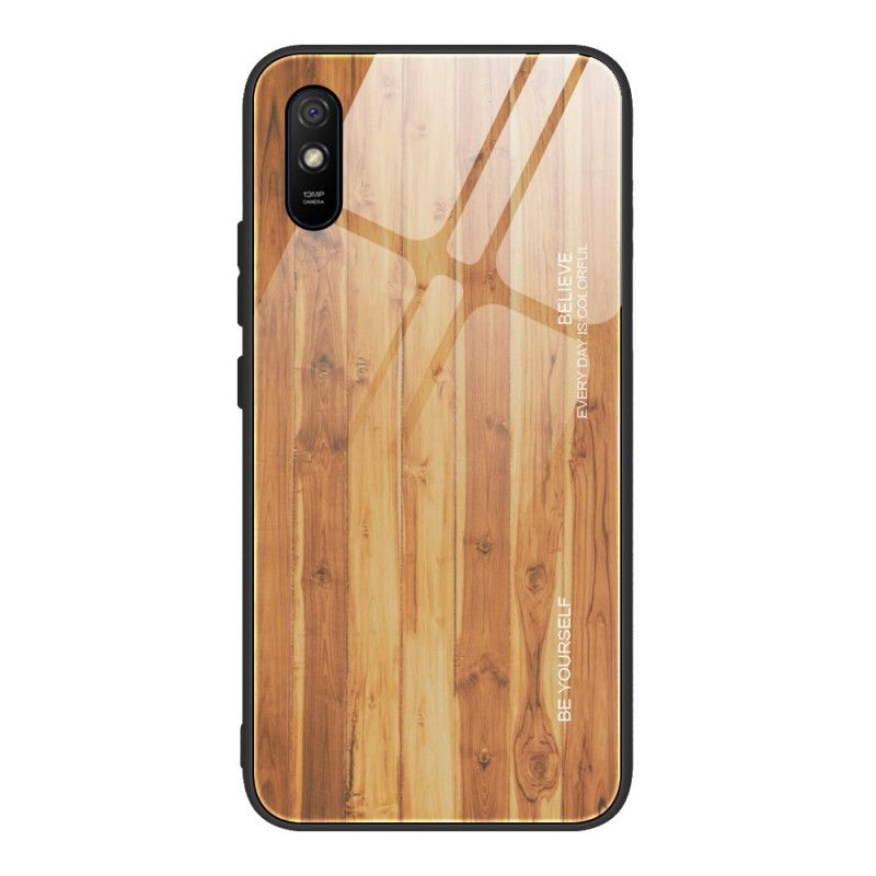 Deksel for Xiaomi Redmi 9A Svart Herdet Glass I Tredesign