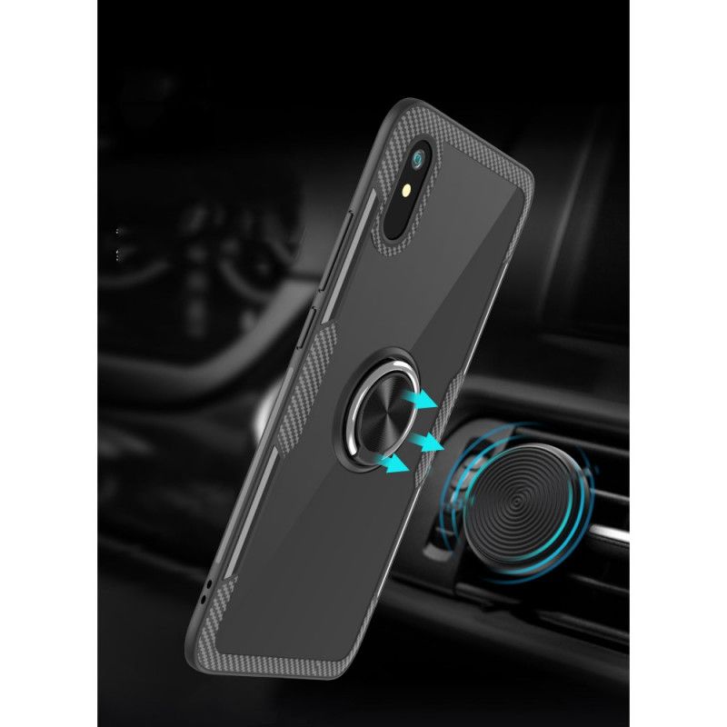 Deksel for Xiaomi Redmi 9A Svart Karbonfiber Metallring