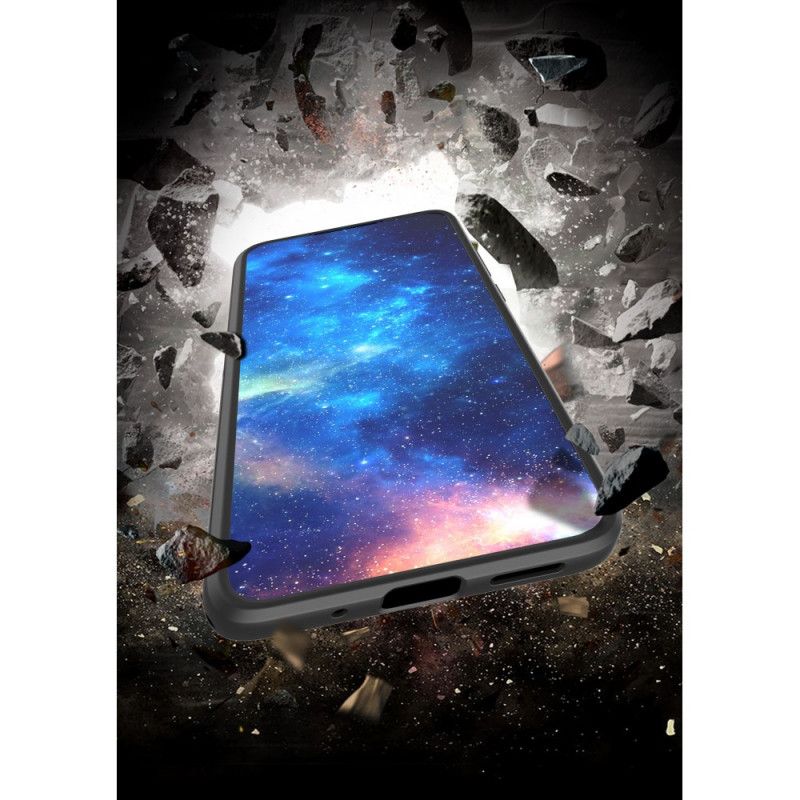 Deksel for Xiaomi Redmi 9A Svart Karbonfiber Metallring