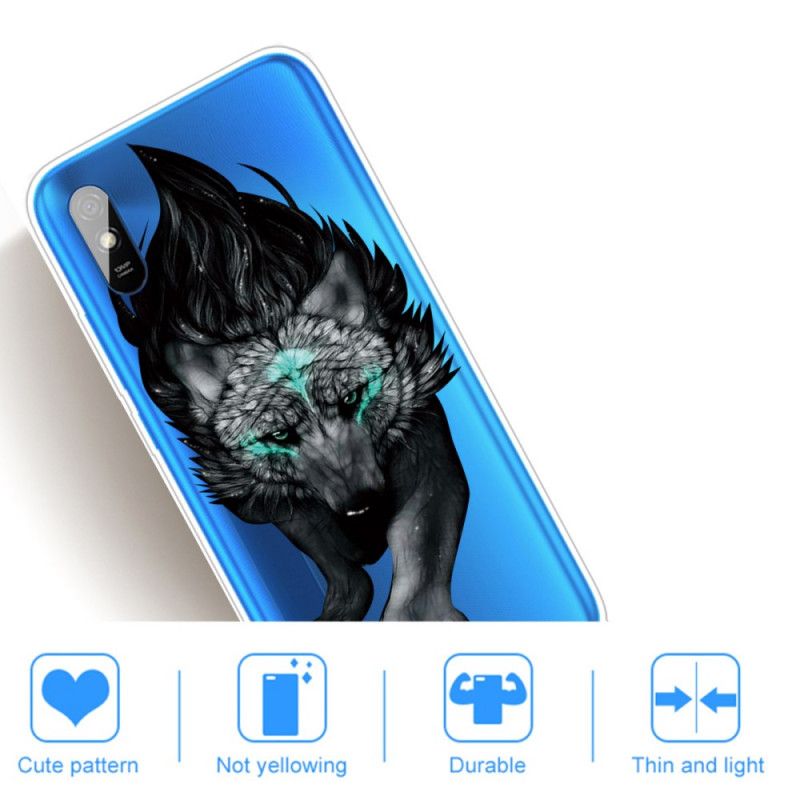 Deksel for Xiaomi Redmi 9A Svart Sublim Ulv