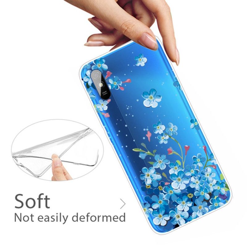 Deksel Xiaomi Redmi 9A Bukett Med Blå Blomster