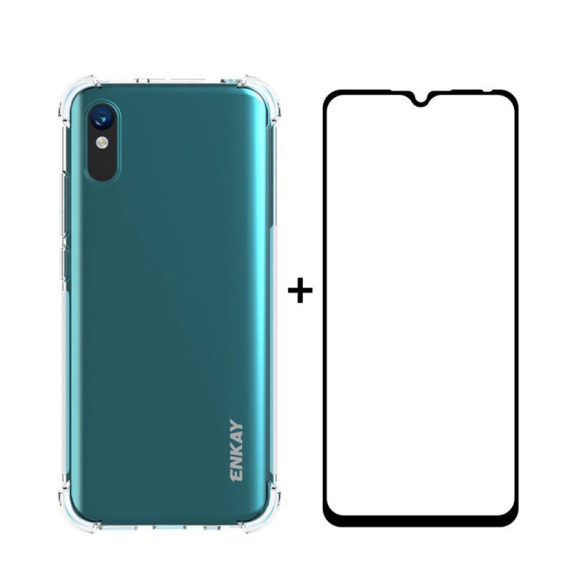 Deksel Xiaomi Redmi 9A Kombinert Skall Og Herdet Glass