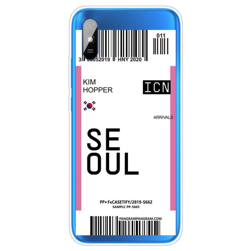 Deksel Xiaomi Redmi 9A Magenta Boardingkort Til Seoul