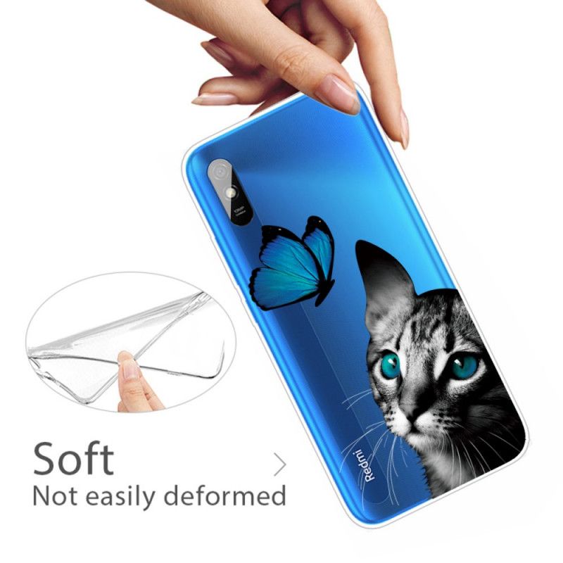 Deksel Xiaomi Redmi 9A Mobildeksel Katt Og Sommerfugl