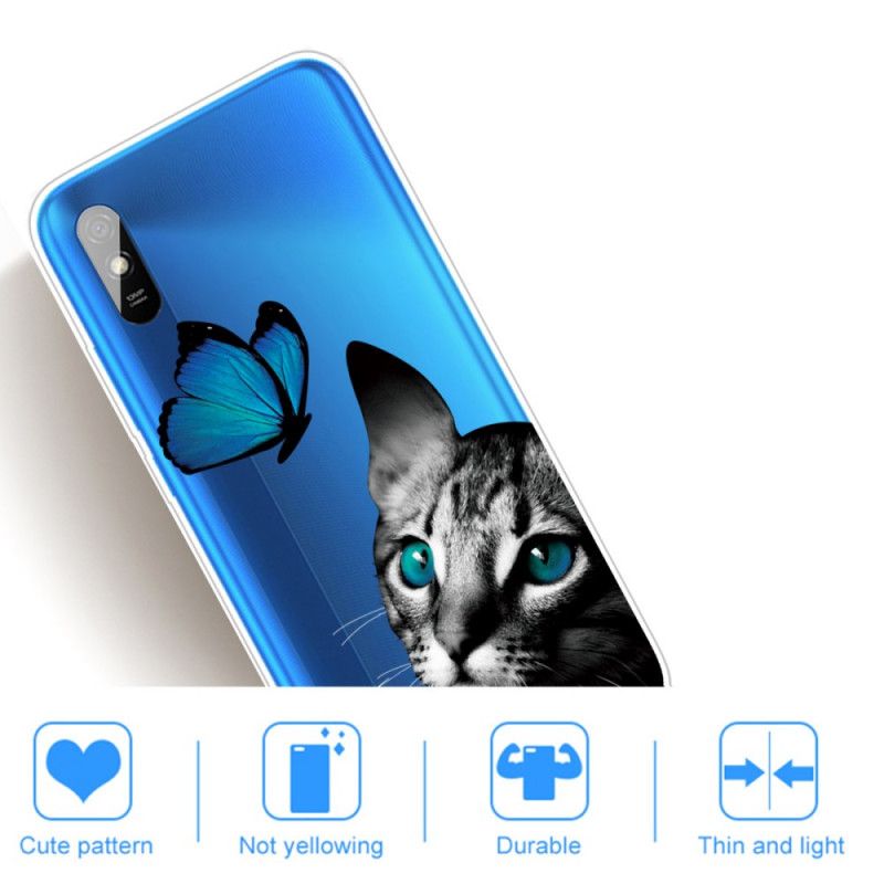 Deksel Xiaomi Redmi 9A Mobildeksel Katt Og Sommerfugl