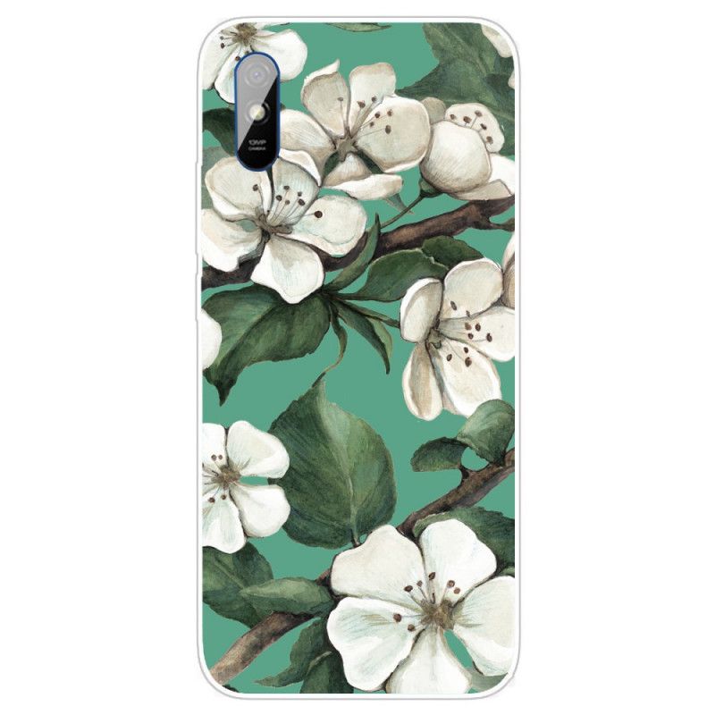 Deksel Xiaomi Redmi 9A Mobildeksel Malte Hvite Blomster