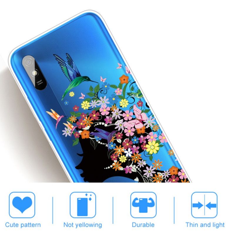 Deksel Xiaomi Redmi 9A Pent Blomsterhode Anti-fall