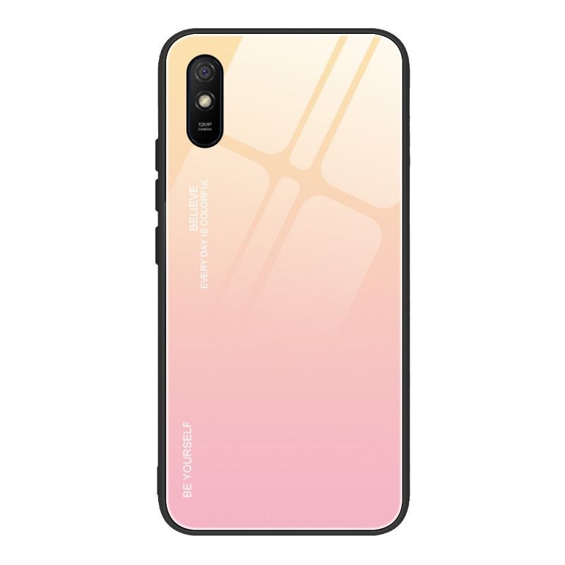 Deksel Xiaomi Redmi 9A Rød Vær Deg Selv Herdet Glass