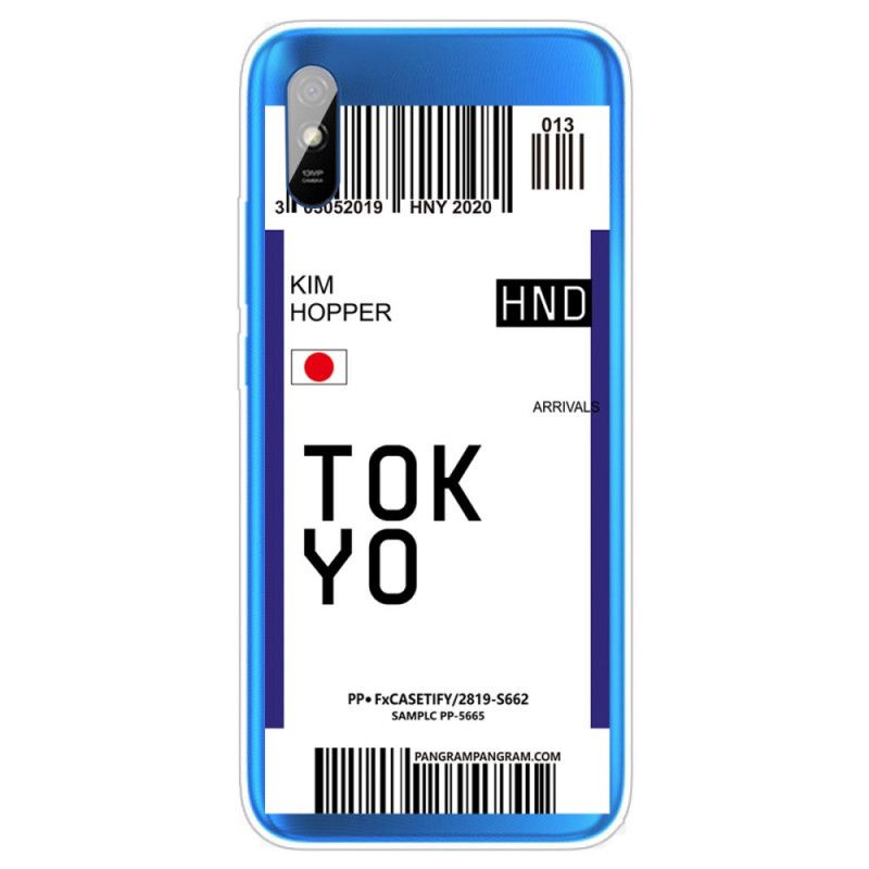 Deksel Xiaomi Redmi 9A Svart Mobildeksel Boarding Pass Tokyo