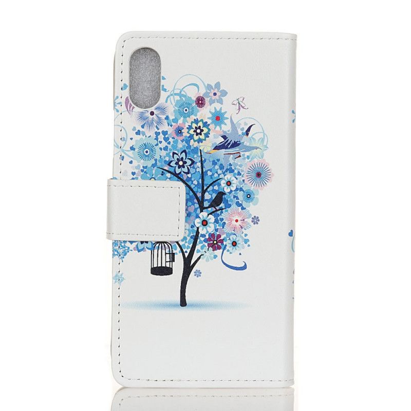 Folio Deksel for Xiaomi Redmi 9A Oransje Blomstrende Tre