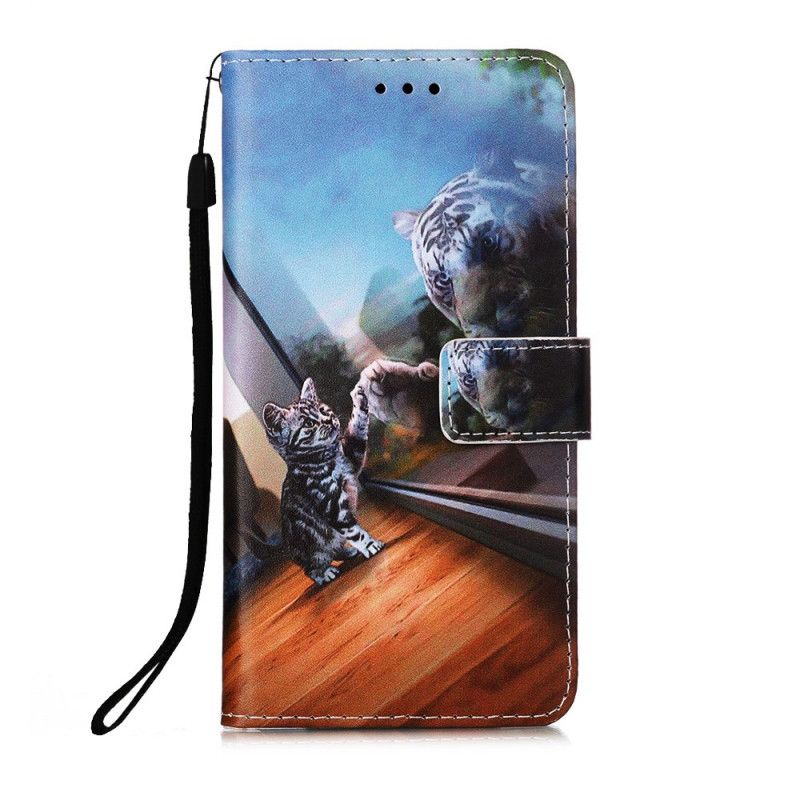 Folio Deksel for Xiaomi Redmi 9A Oransje Fundering Av Strengestringkatten